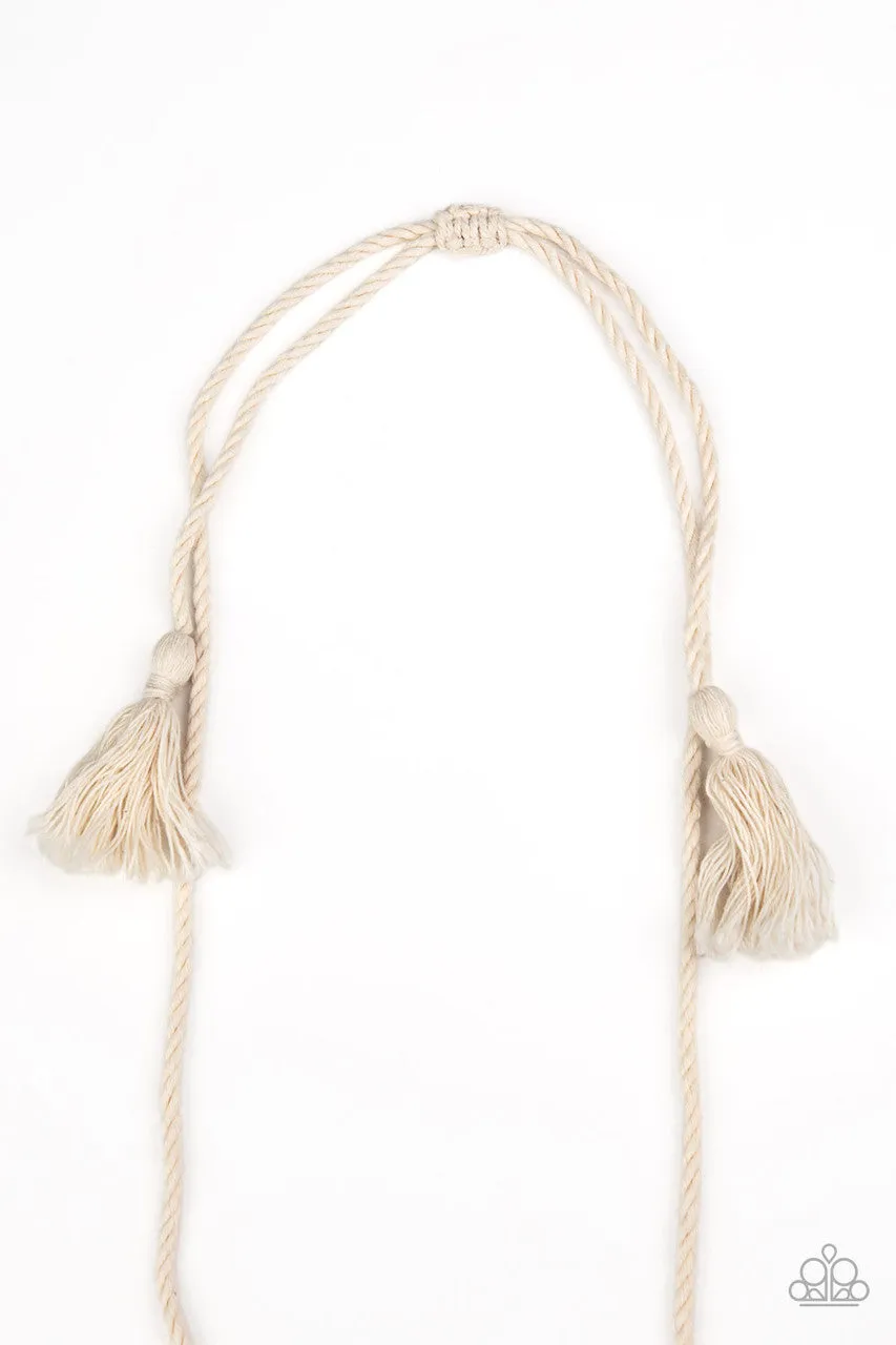 Macrame Mantra White Paparazzi Necklace