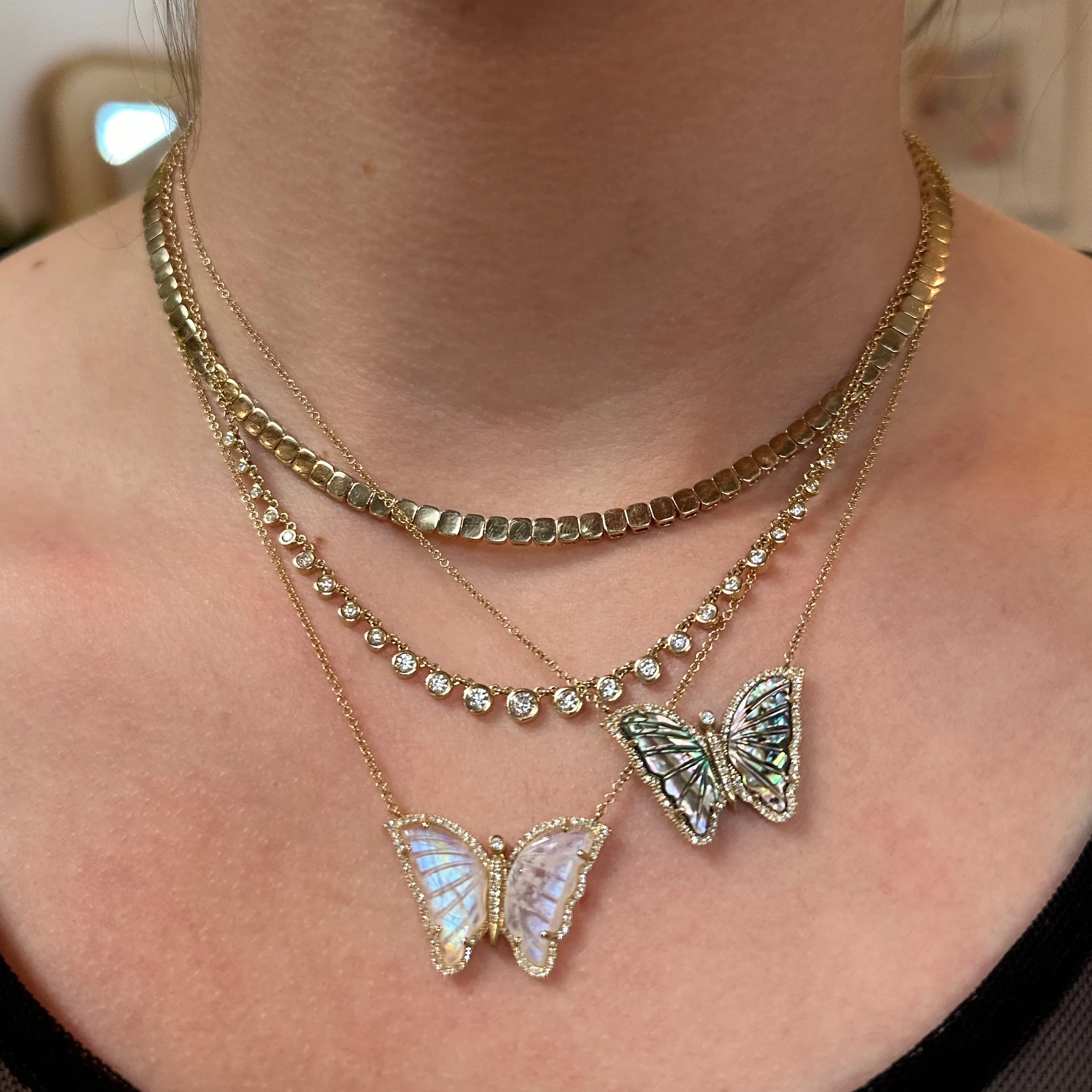 Magic Gemstone & Diamond Butterfly Necklace