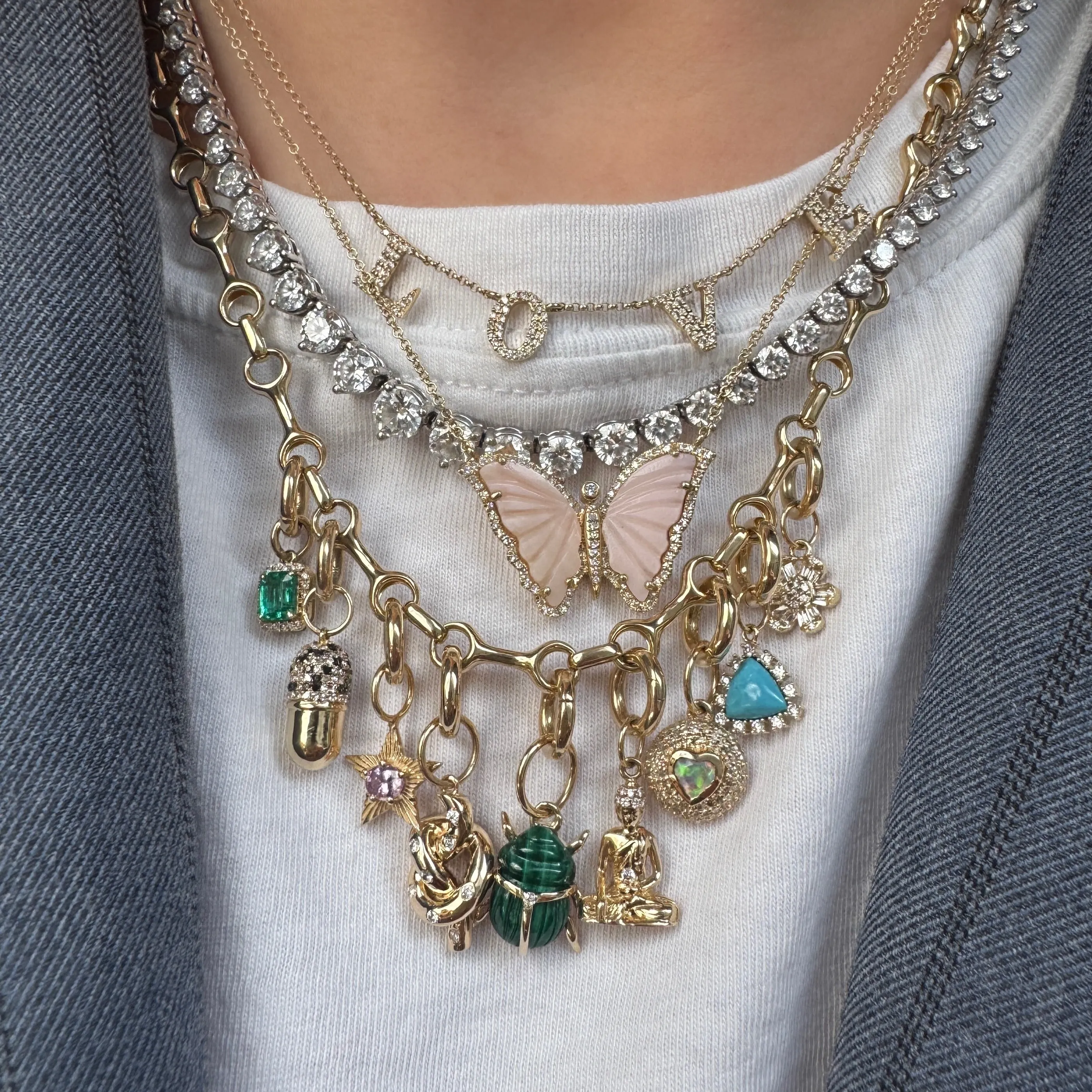 Magic Gemstone & Diamond Butterfly Necklace