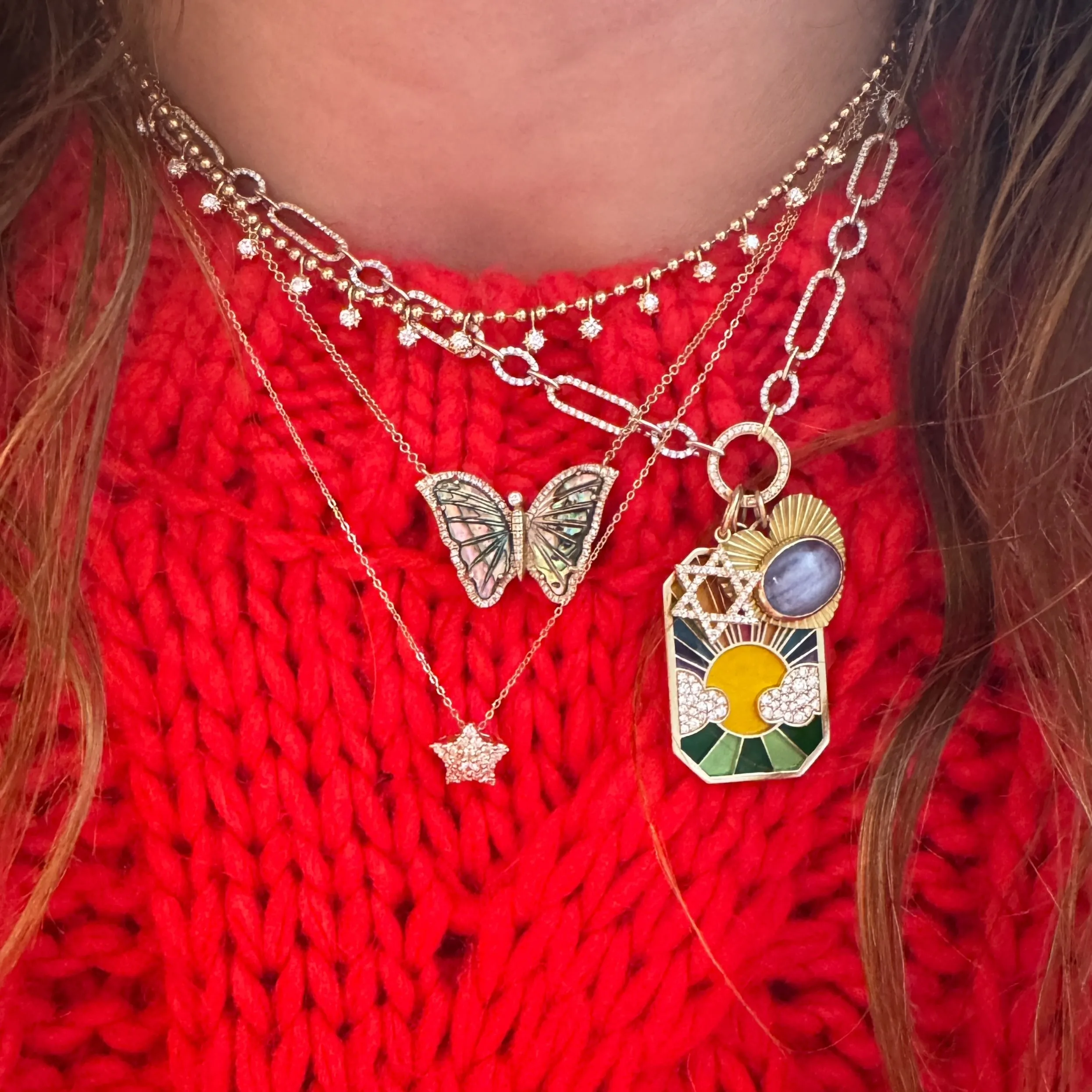 Magic Gemstone & Diamond Butterfly Necklace