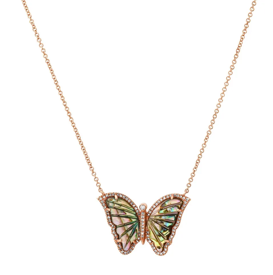 Magic Gemstone & Diamond Butterfly Necklace
