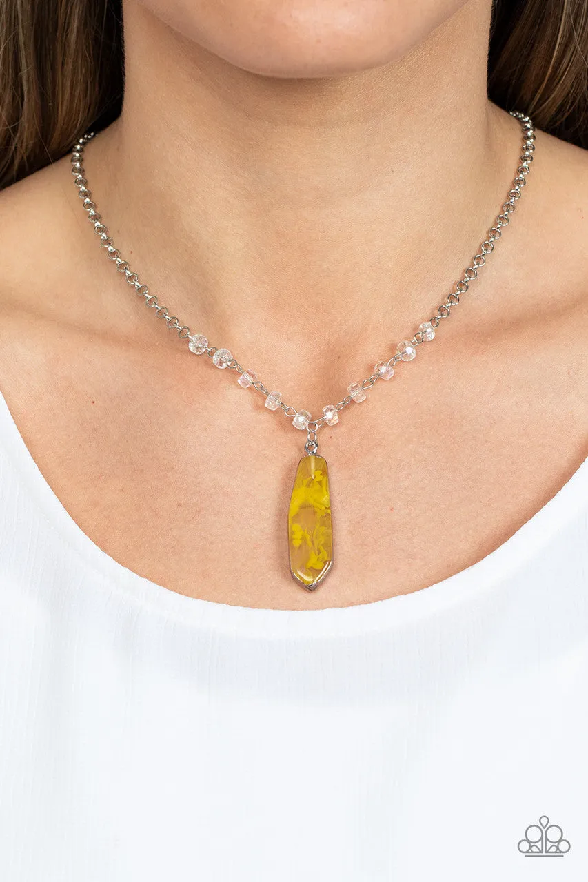 Magical Remedy - Yellow - Asymmetric Pendant Crystal Beads Paparazzi Short Necklace
