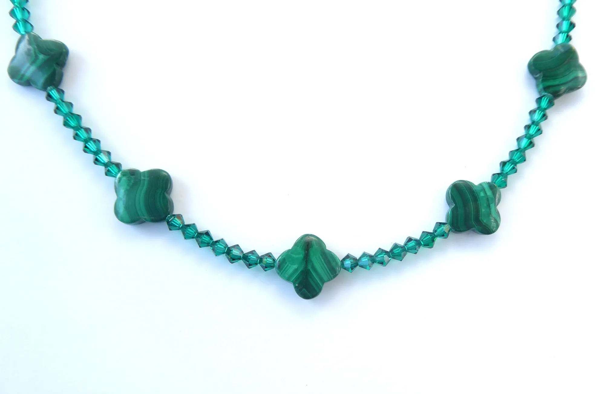 Malachite clover necklace
