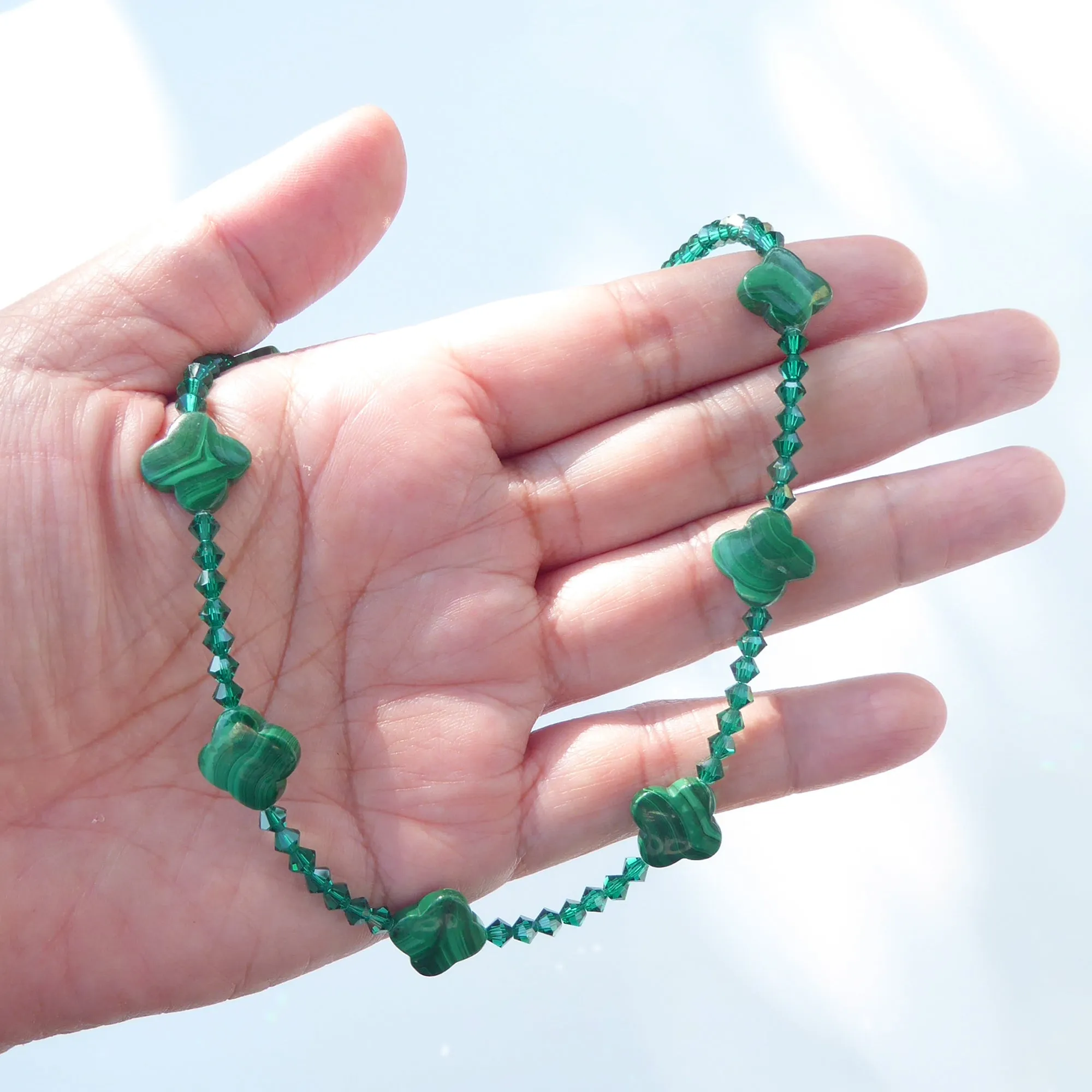 Malachite clover necklace