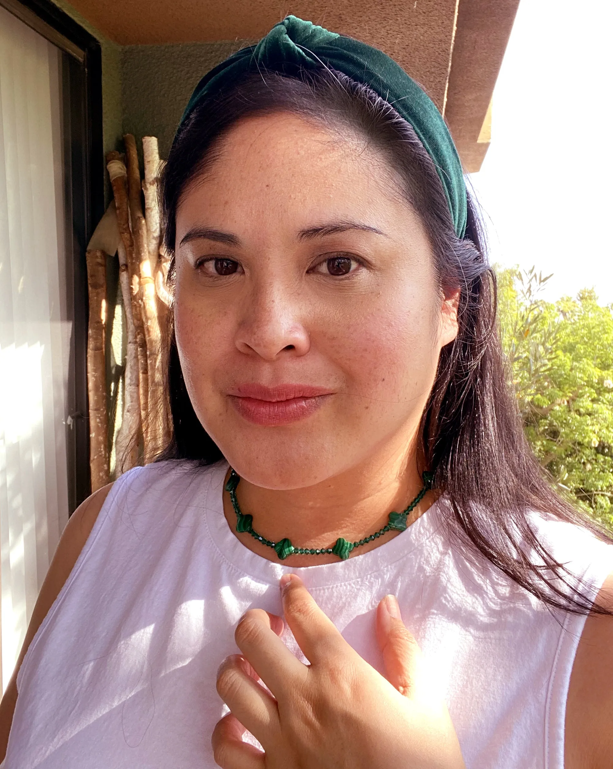 Malachite clover necklace