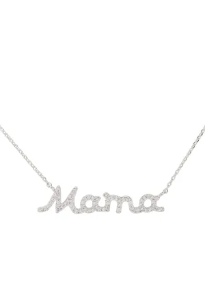 MAMA Pave Cubic Zirconia Inspirational Necklace Silver Crystal - Pack of 6