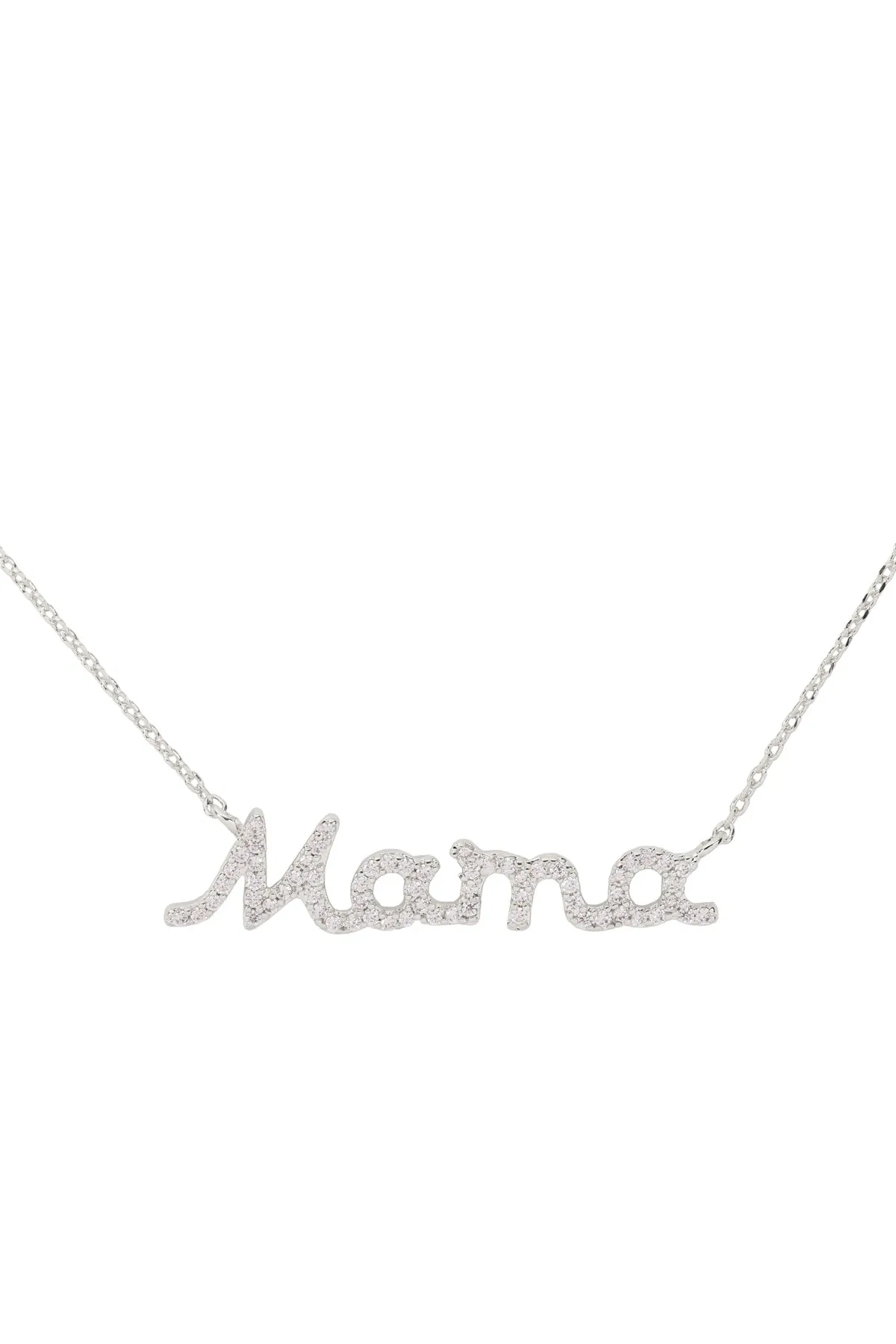 MAMA Pave Cubic Zirconia Inspirational Necklace Silver Crystal - Pack of 6