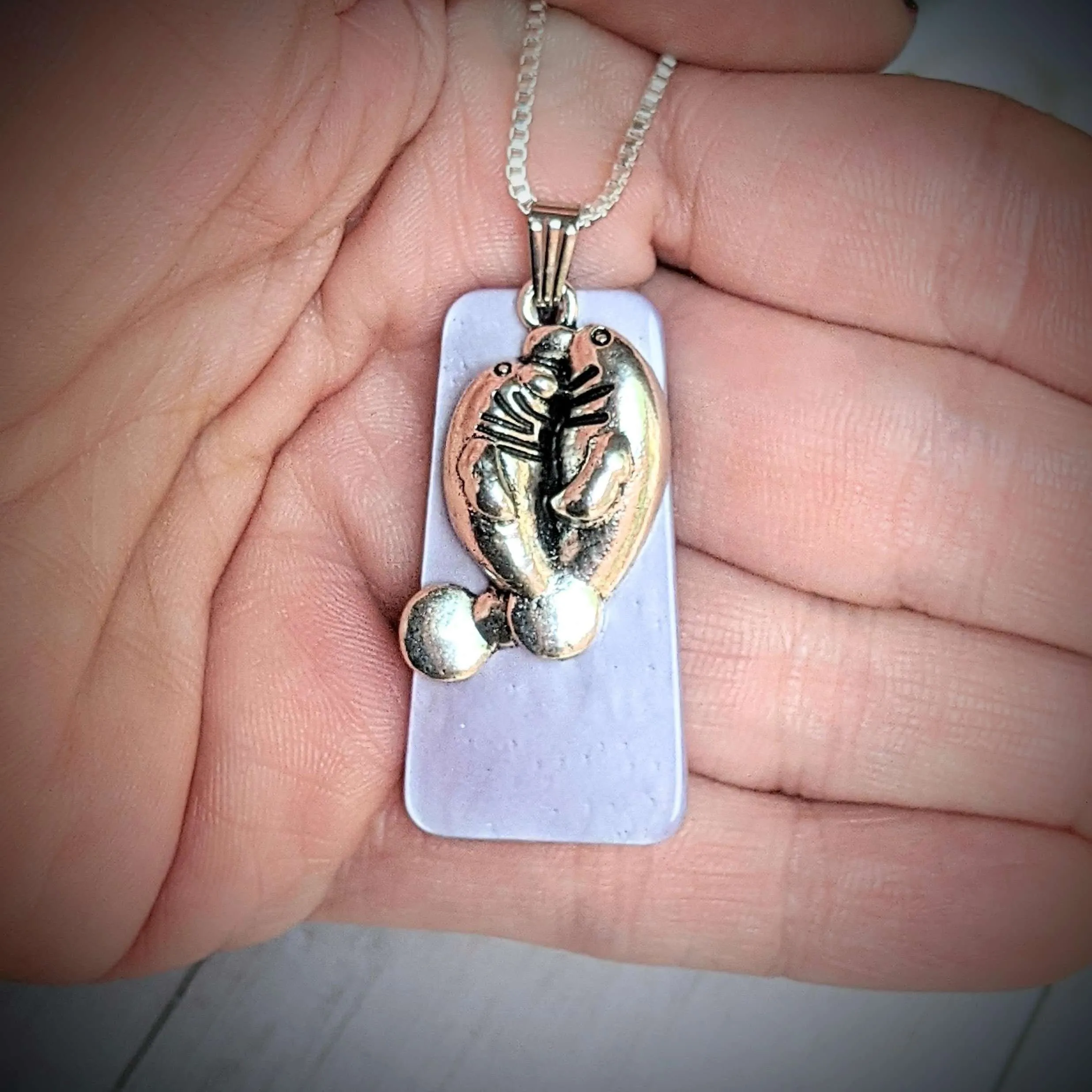 Manatee with Calf Tag necklace, 30 inch