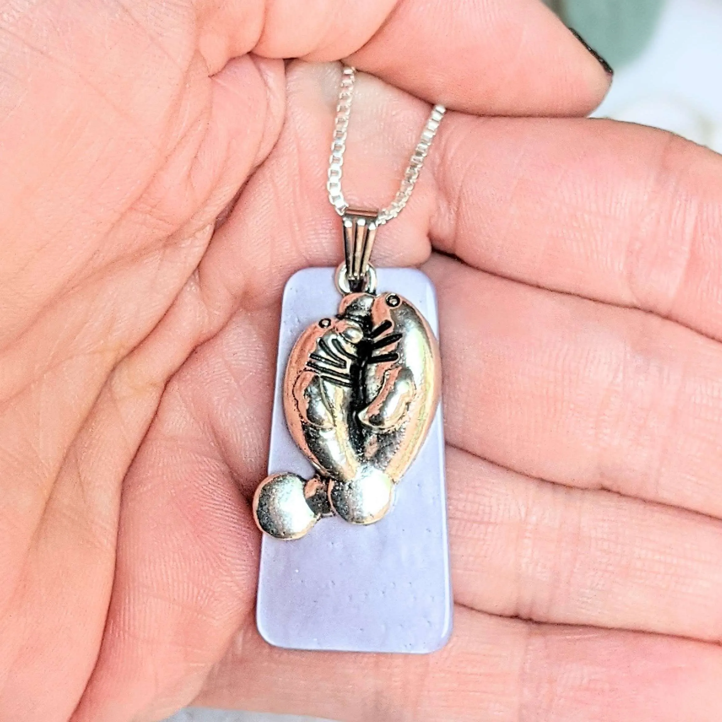 Manatee with Calf Tag necklace, 30 inch