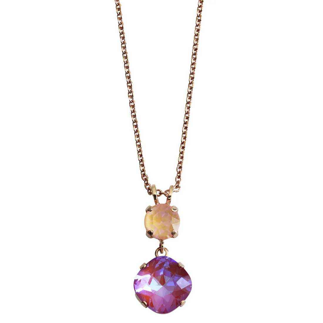 Mariana "Dreamsicle" Rose Gold Plated Round and Cushion Cut Pendant Crystal Necklace, 5326/0 160-1rg
