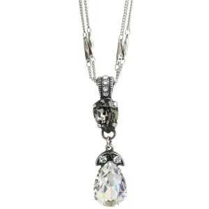 Mariana "Zulu" Silver Plated Double Pear Pendant Crystal Necklace, 5032/4 1080