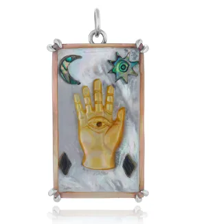 Maura Green Hand Carved Hamsa Sacred Symbol Tablet Charm