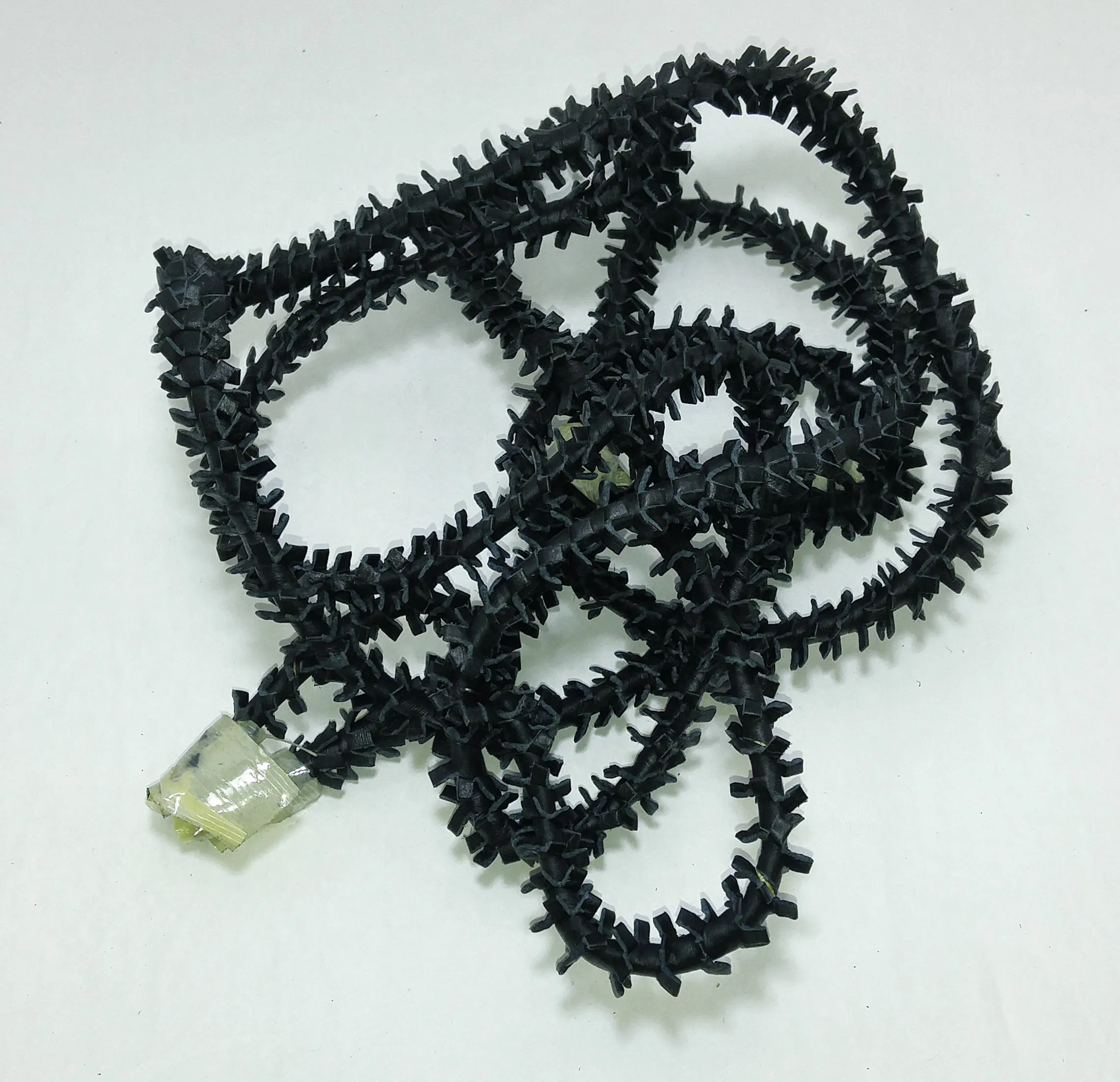 Medium Round Reinforced "Barbed Wire" Leather Jewelry Cord in Genuine Black Cowhide 3609XD9  OOAK; Unique Item; One of a kind