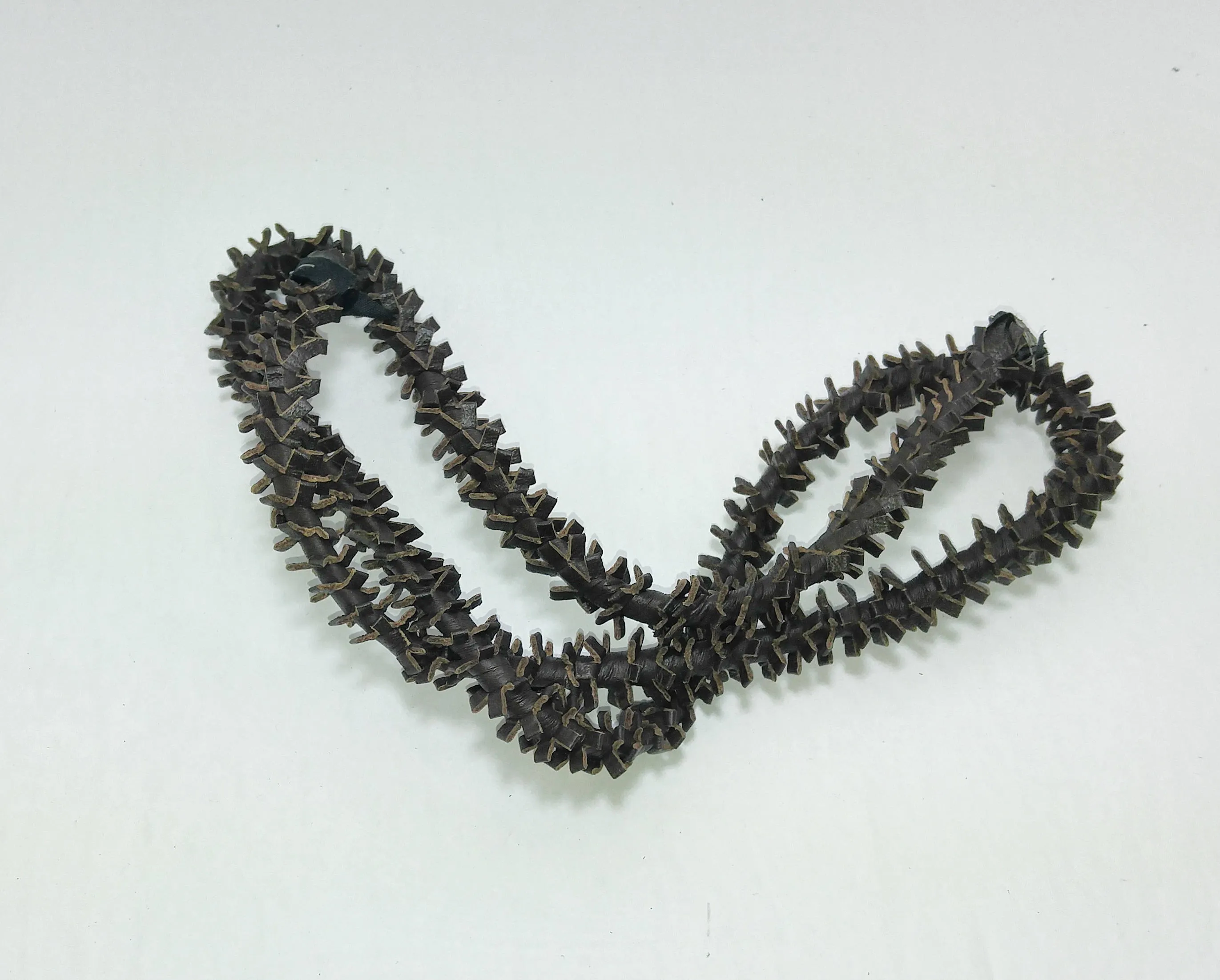 Medium Round Reinforced "Barbed Wire" Leather Jewelry Cord in Genuine Black Cowhide 3609XD9  OOAK; Unique Item; One of a kind