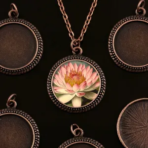 Mega Kit Photo Necklaces with 25mm 1" Copper Beaded Edge Circle Photo Pendants