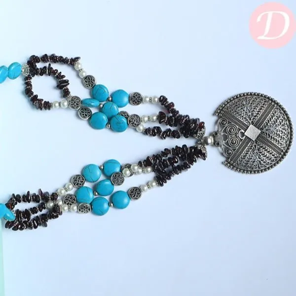 Melanie Turquoise Necklace - Silver Plated