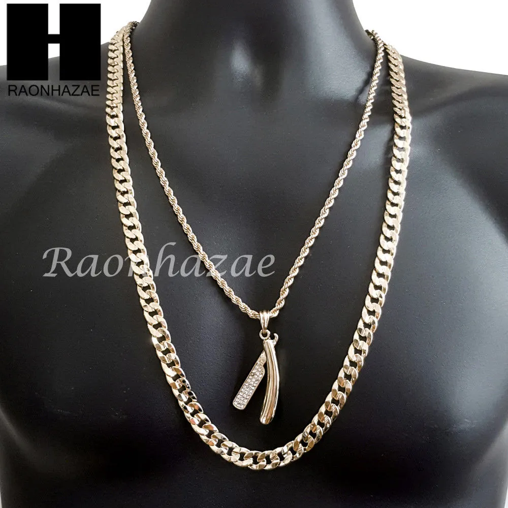 MEN BARBER SHOP BLADE DIAMOND CUT 30" CUBAN LINK CHAIN NECKLACE S075G