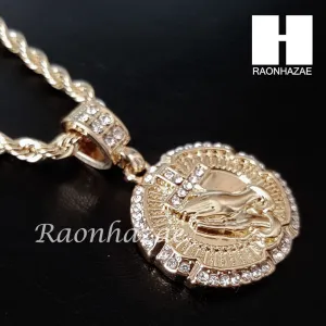 MEN PRAYING HAND CROSS PENDANT 30" CUBAN LINK CHAIN NECKLACE SET 94G