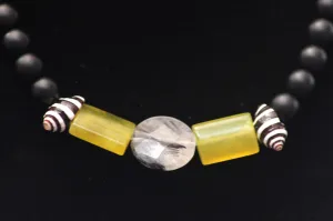 Men's Jade & Onyx gemstone Beaded Necklace