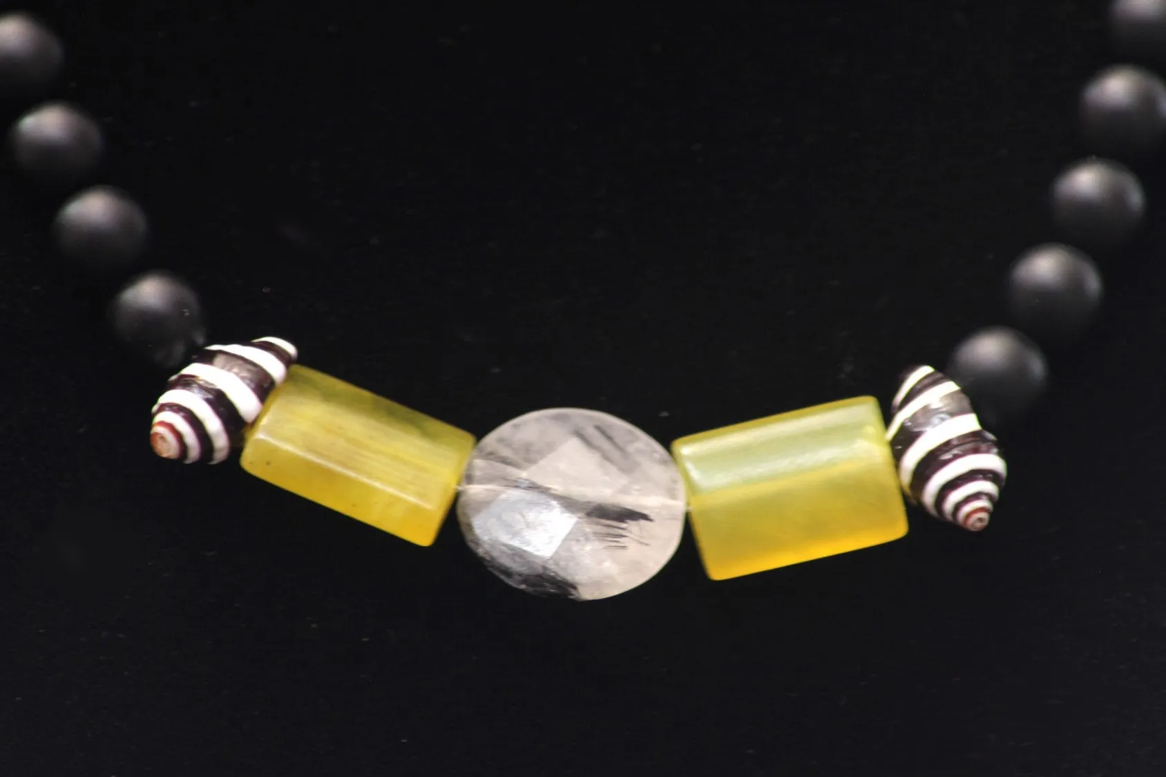 Men's Jade & Onyx gemstone Beaded Necklace