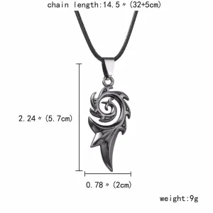 Men's Titanium Steel Flame Pendant Necklace Leather Rope Chain