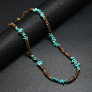 Men's Turquoise & Coconut Shell Necklace Boho Surf Punk Jewelry