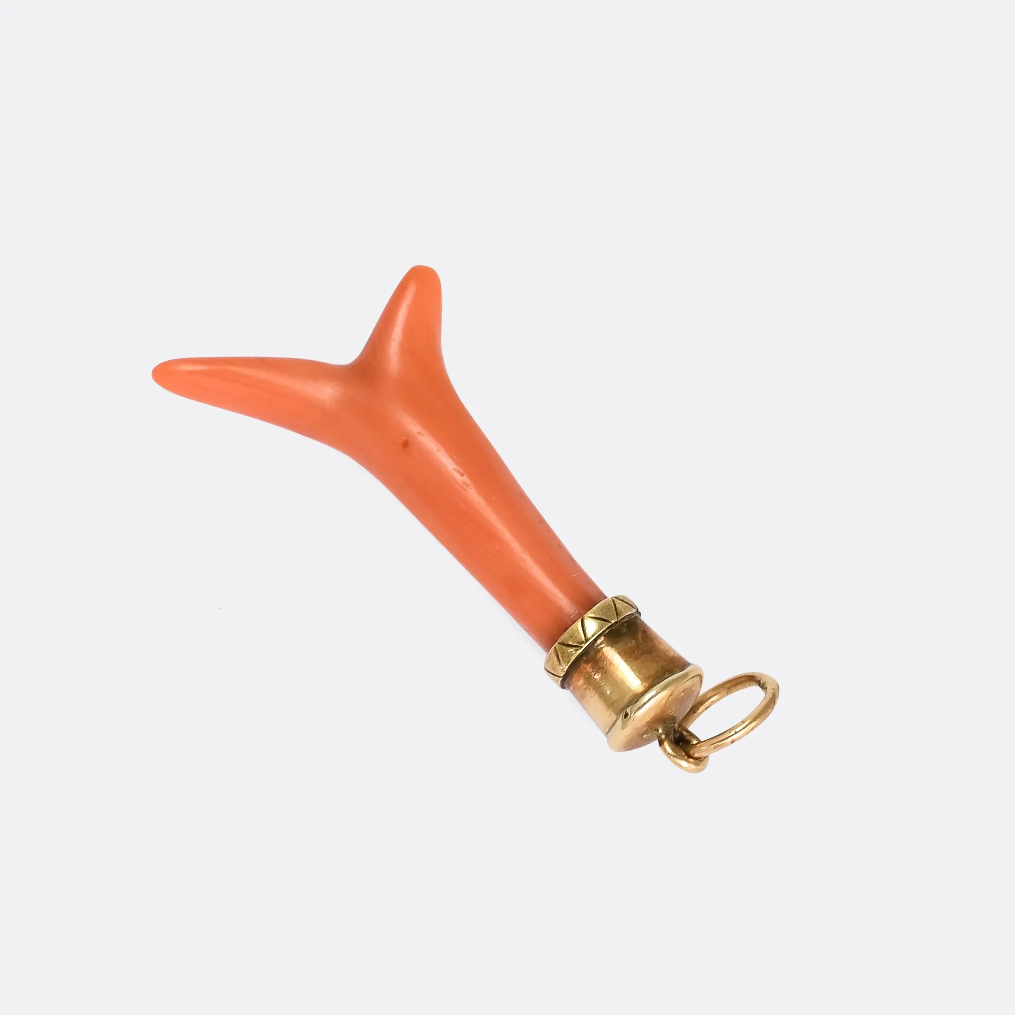 Mid-Victorian Coral Cornicello Amulet