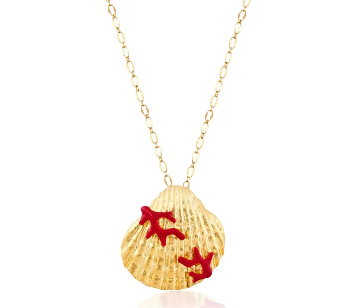 Milou Seashell Necklace With Coral Red