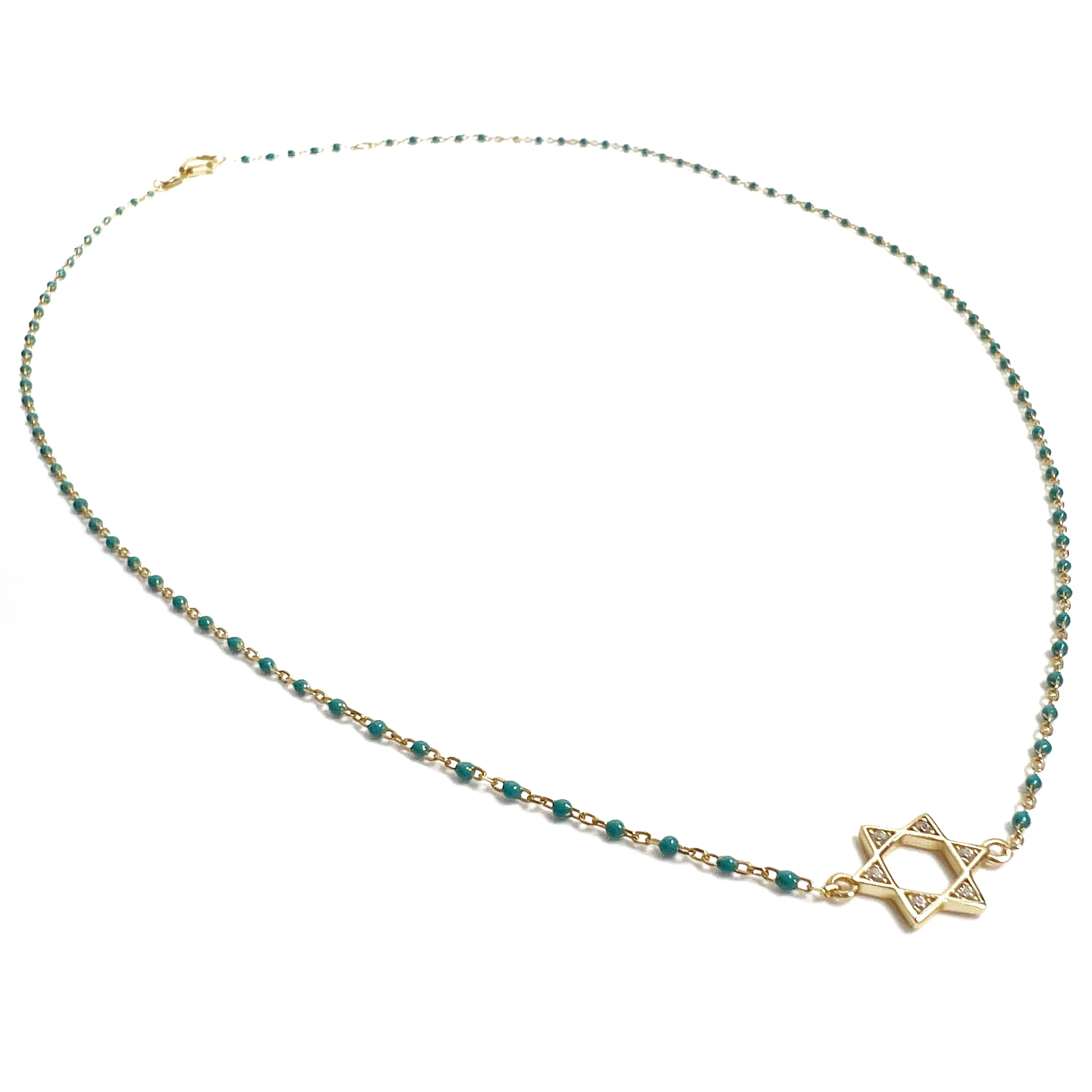 Mini Color Disc and David Star Necklace