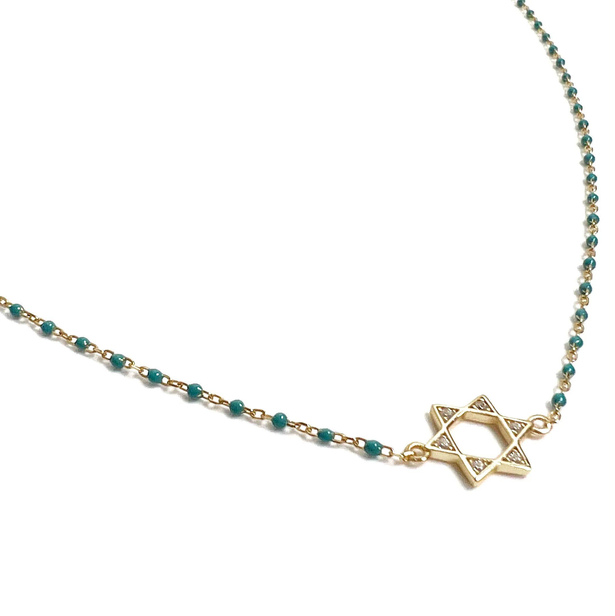Mini Color Disc and David Star Necklace