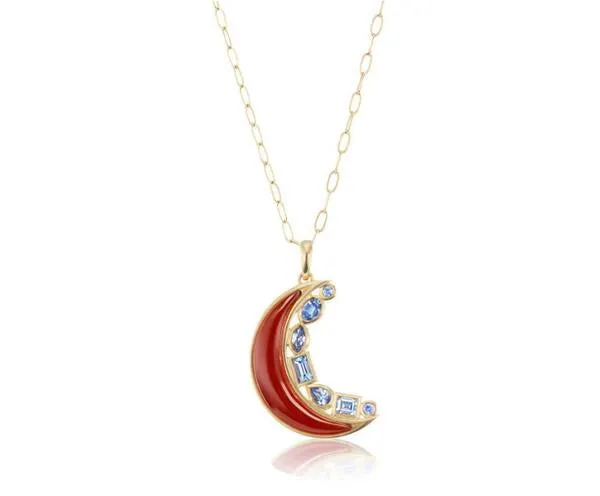 Mini Crescent Moon Inlay Pendant