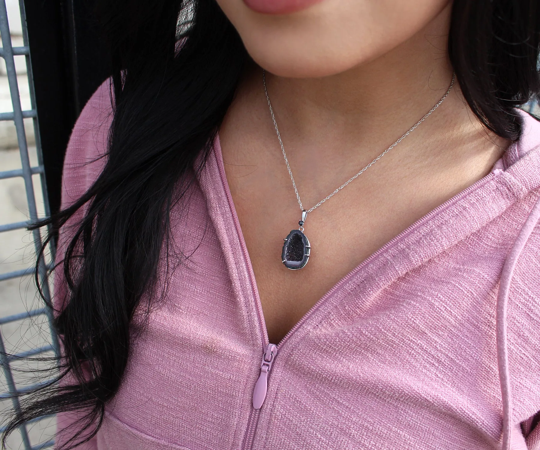 Mini Geode Deep Purple Druzy Necklace