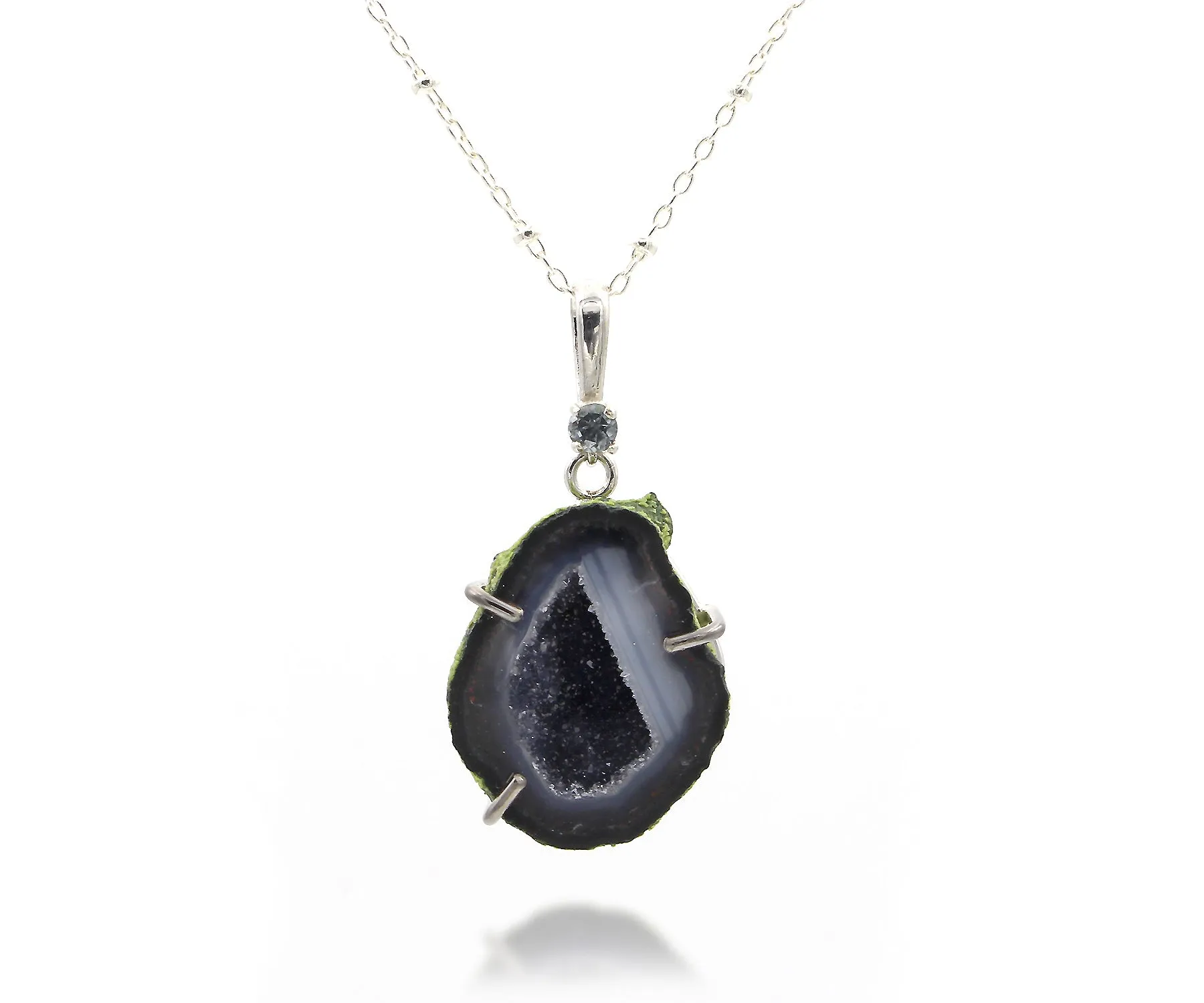 Mini Geode Gray Druzy Necklace