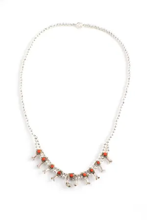 Mini Navajo Coral Squash Blossom Necklace