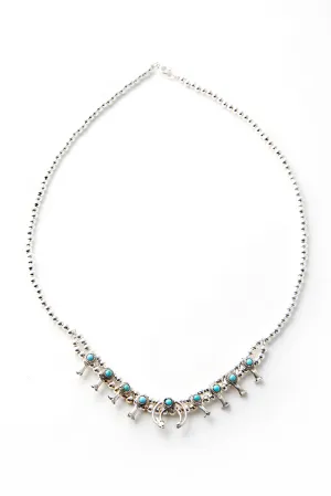 Mini Navajo Turquoise Squash Blossom Necklace