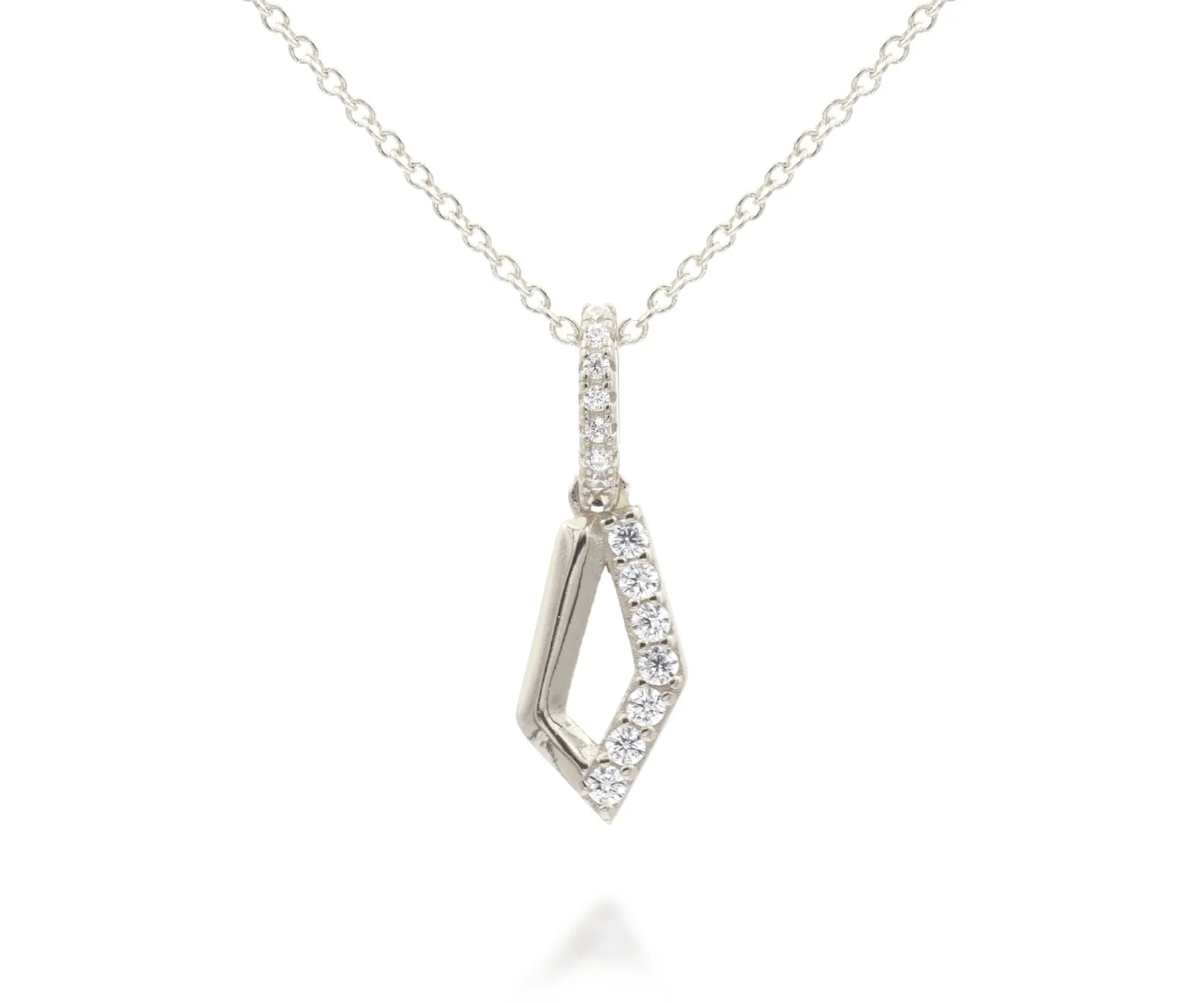 Mini Rhombus Pavé Crystal Silver Necklace