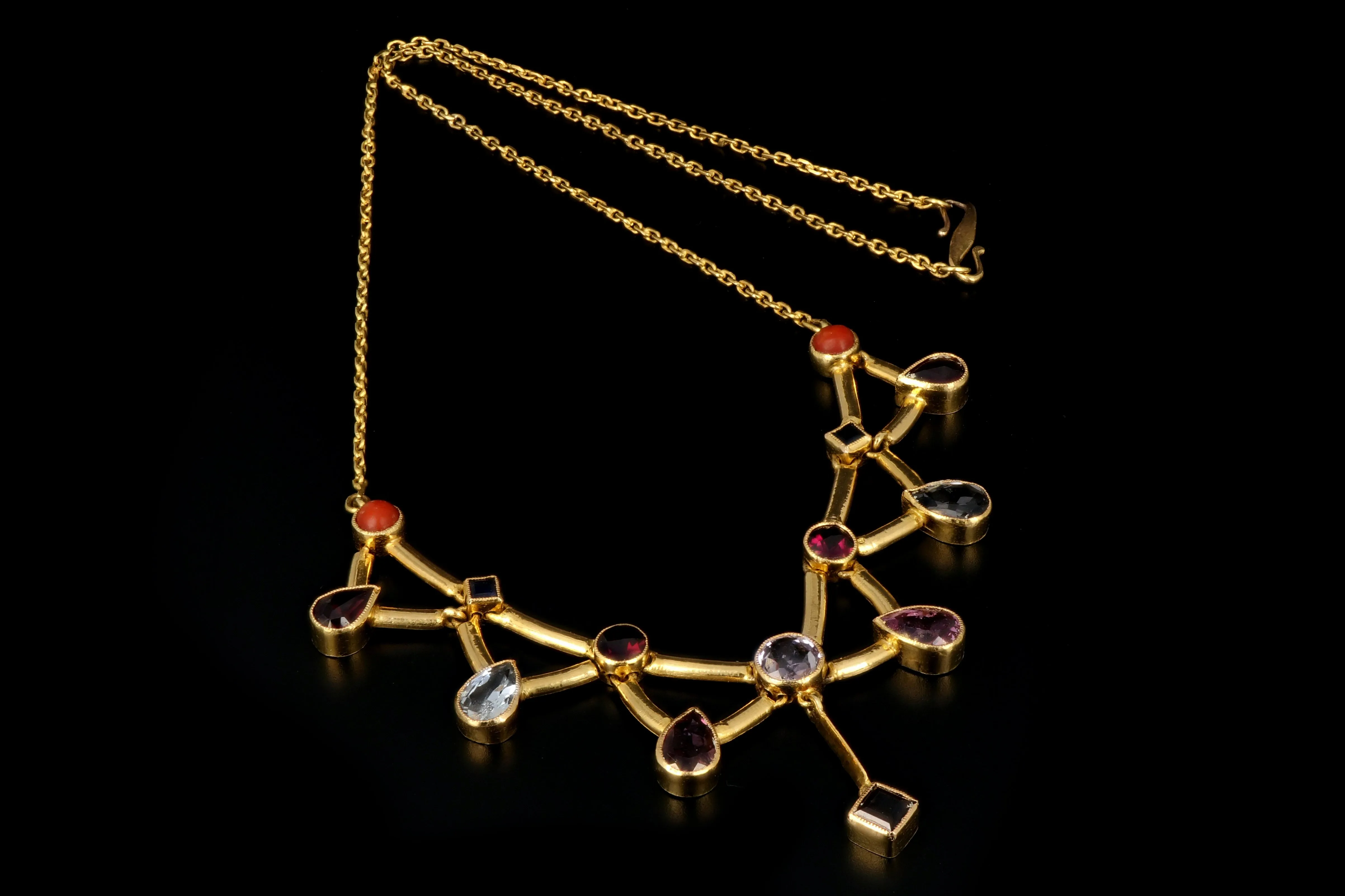 Modern 18K Yellow Gold with Gemstones