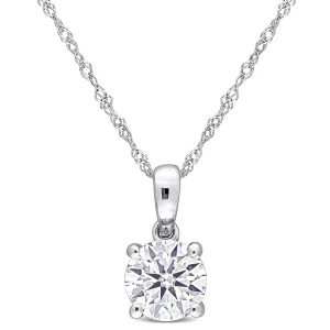 Moissanite Round Pendant 1 CT 10K Gold