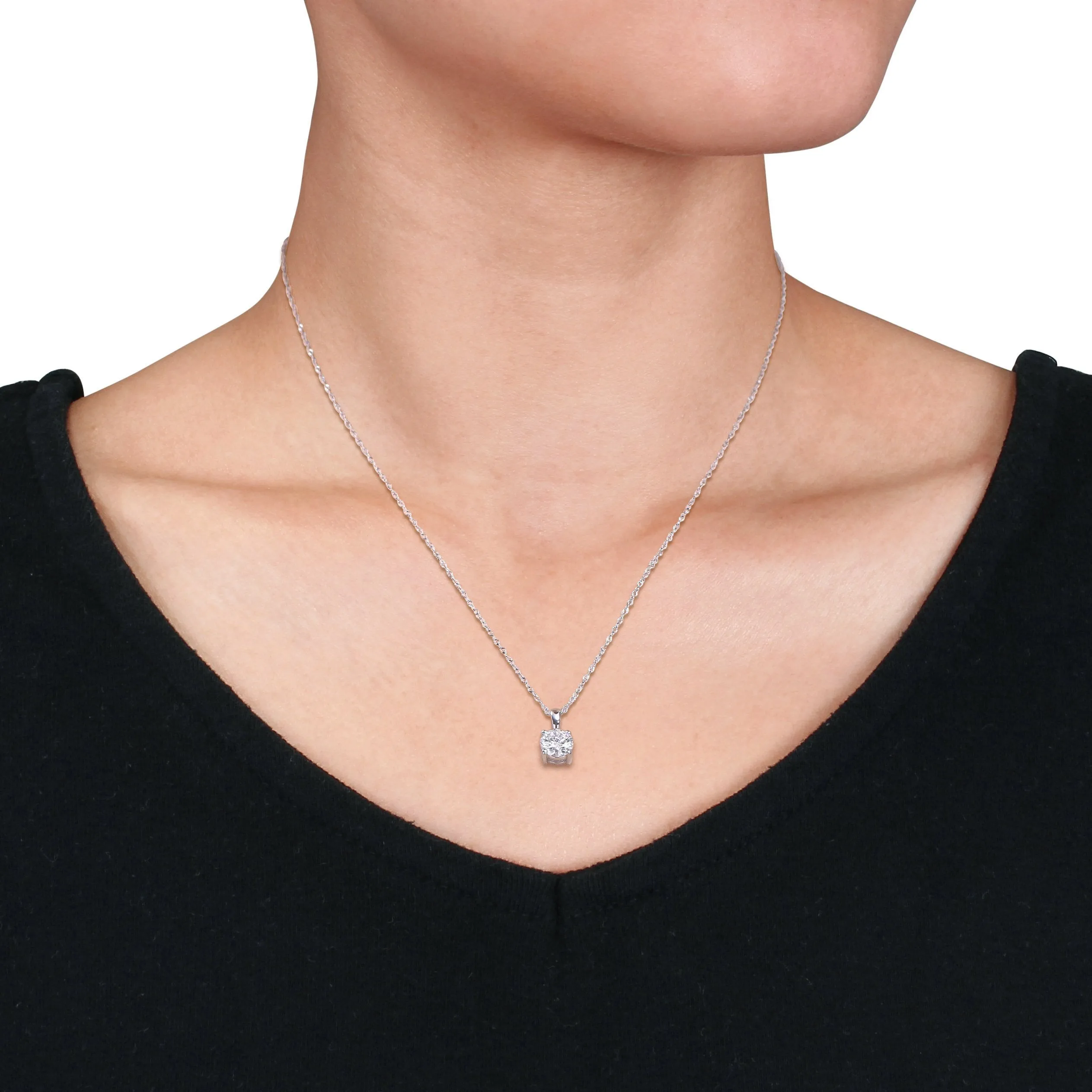 Moissanite Round Pendant 1 CT 10K Gold