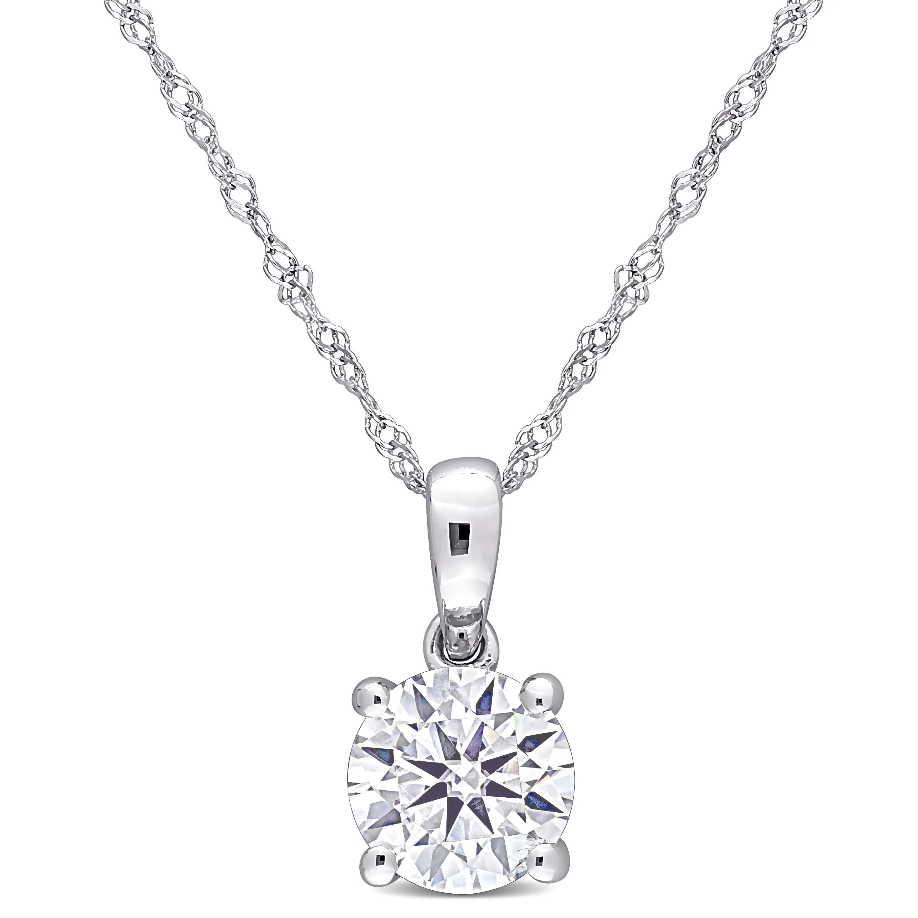 Moissanite Round Pendant 1 CT 10K Gold
