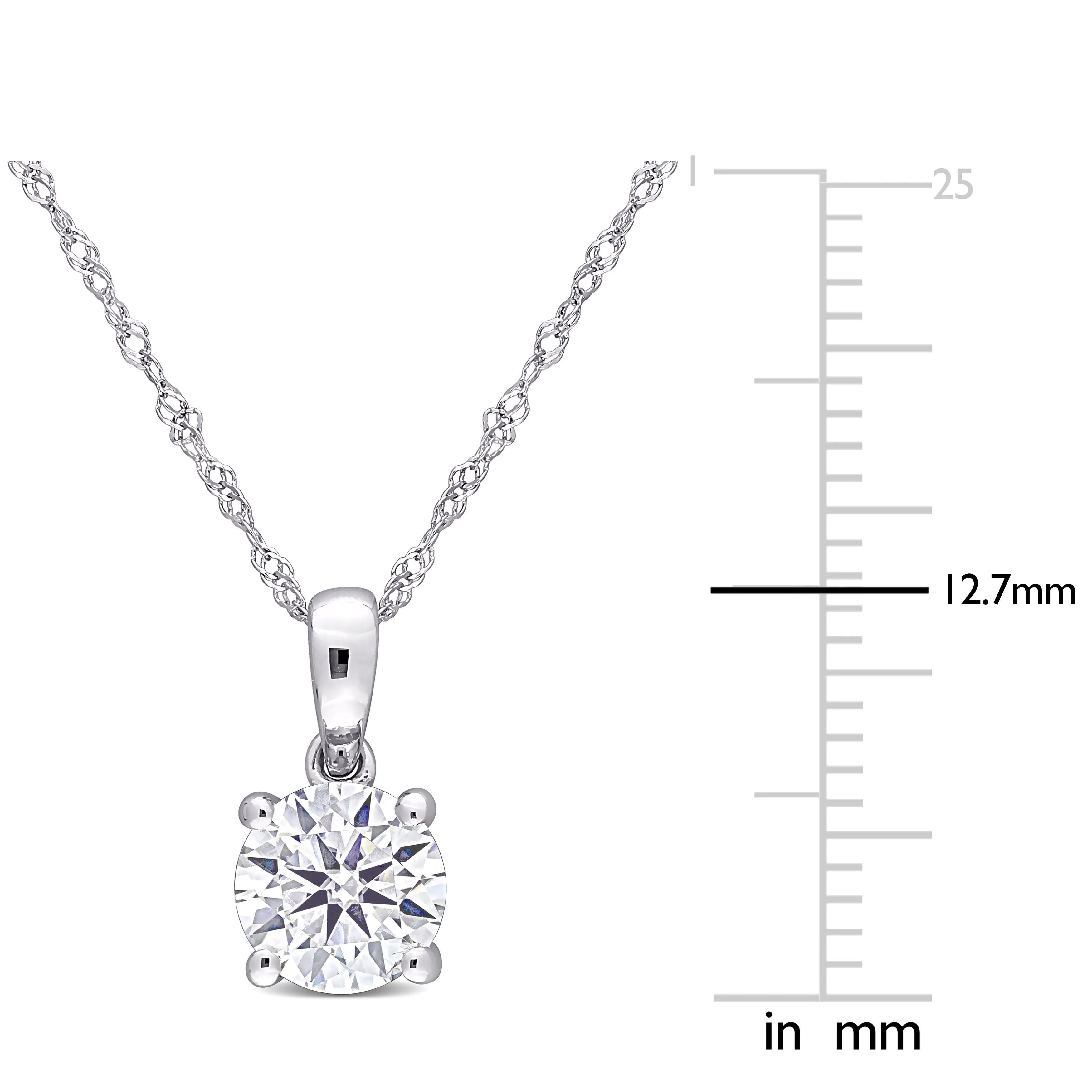 Moissanite Round Pendant 1 CT 10K Gold