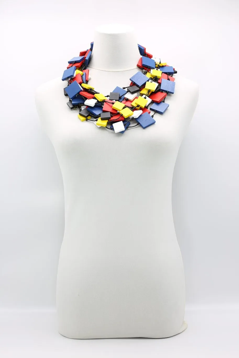 Mondrian Collection - 5 strands of 3x3 and 2x2 cm Square Necklaces