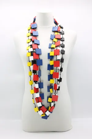 Mondrian Collection - 5 strands of 3x3 and 2x2 cm Square Necklaces