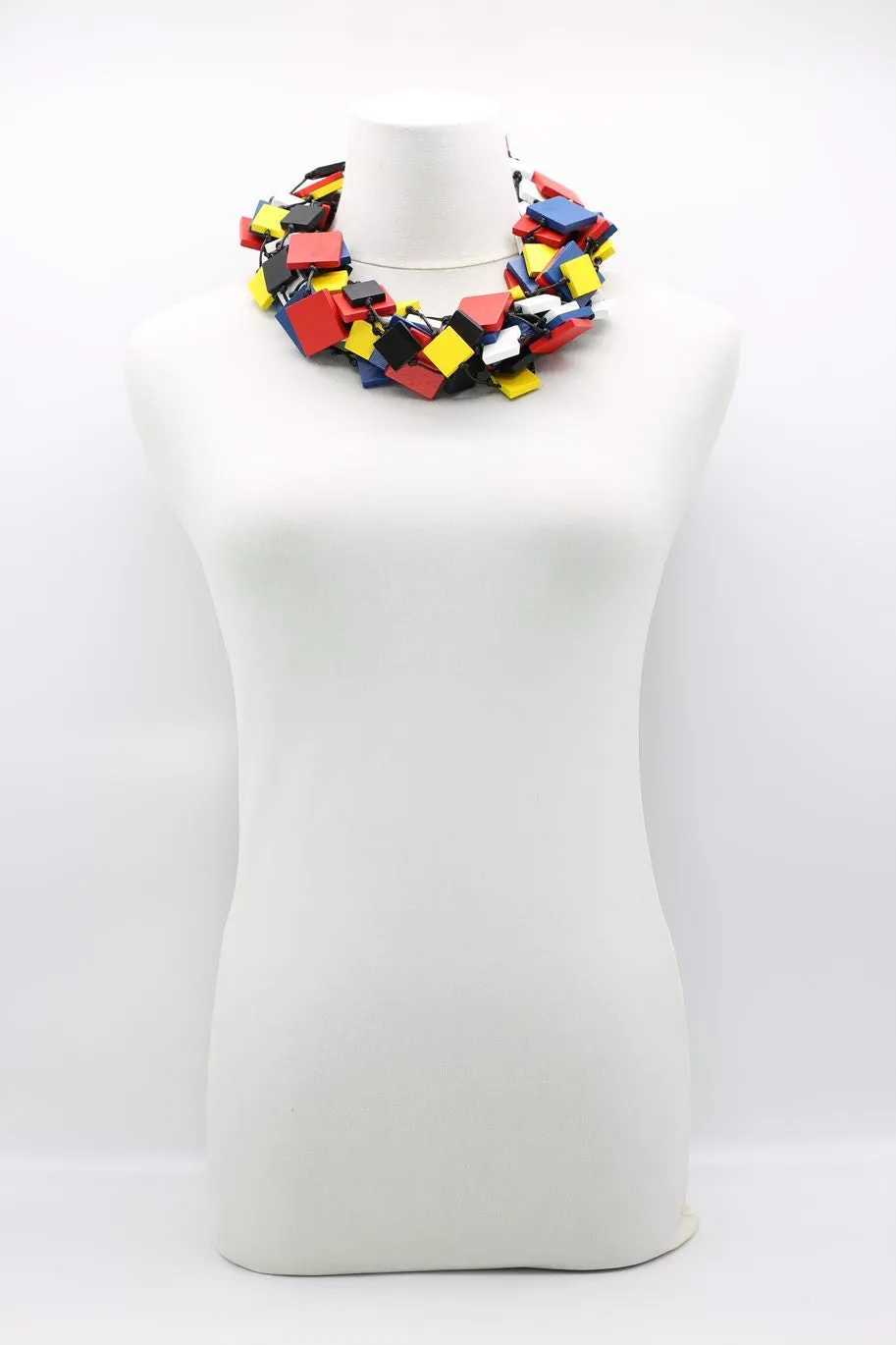 Mondrian Collection - 5 strands of 3x3 and 2x2 cm Square Necklaces