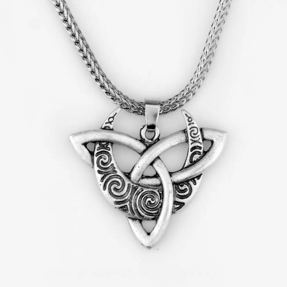 Moon on Triquetra Celtic Necklace