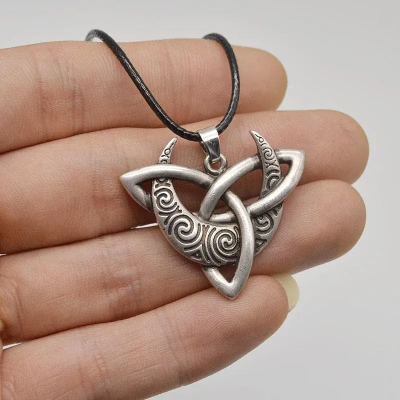 Moon on Triquetra Celtic Necklace