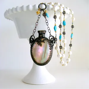 Mother of Pearl Chatelaine Scent Bottle Pearls Sleeping Beauty Turquoise Necklace -  Alana Necklace