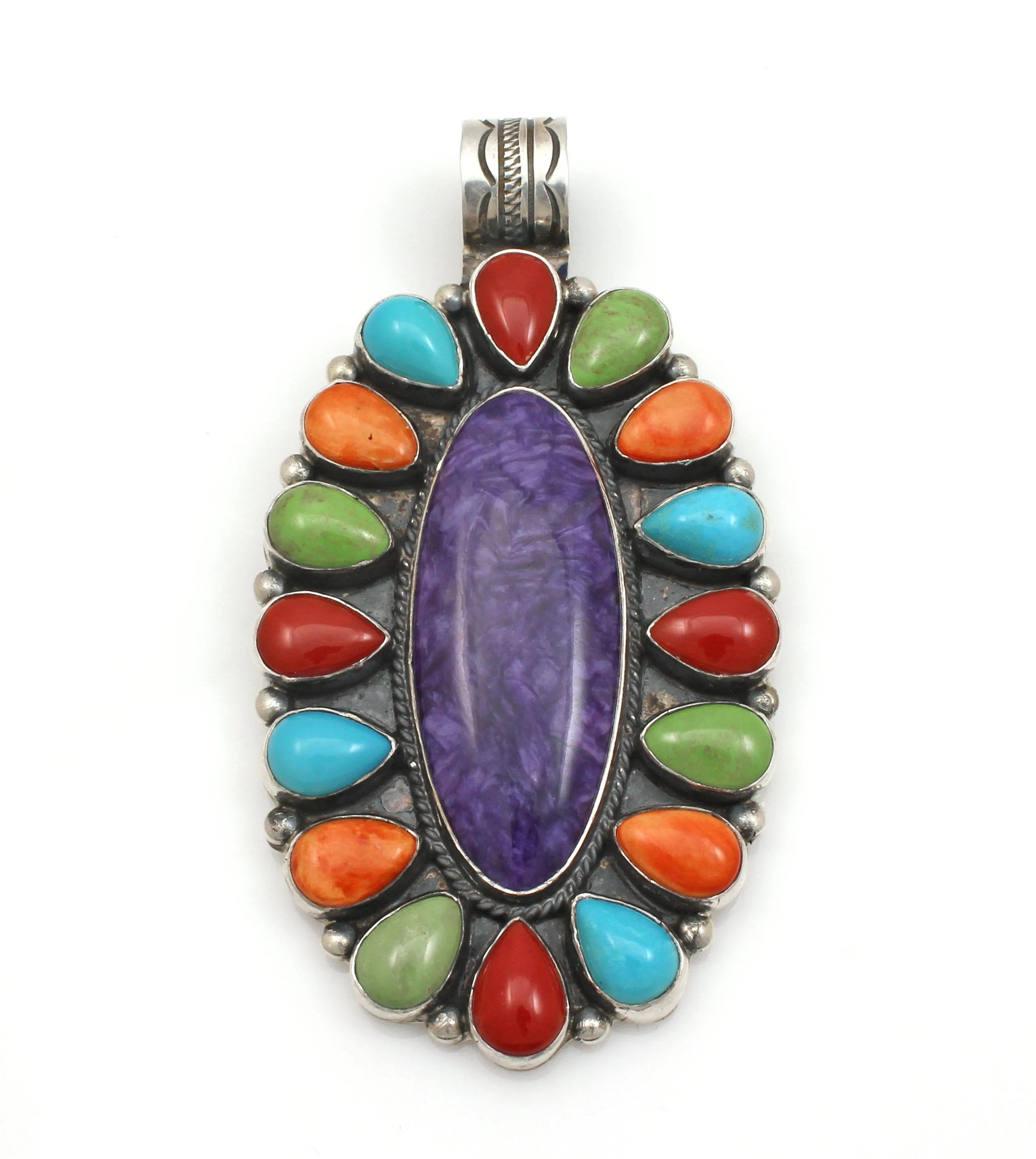 Multi Stone Cluster Pendant With Charolite