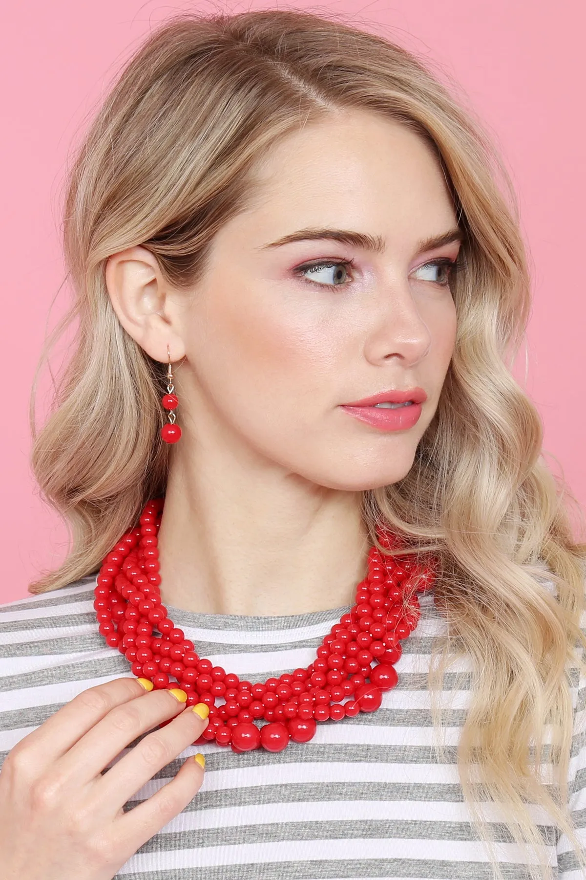 MULTI STRAND BUBBLE CHOKER NECKLACE AND EARRING SET