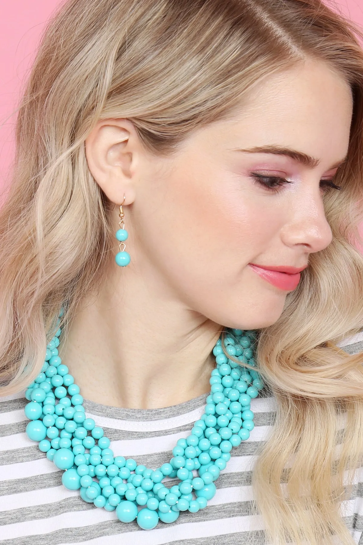 MULTI STRAND BUBBLE CHOKER NECKLACE AND EARRING SET